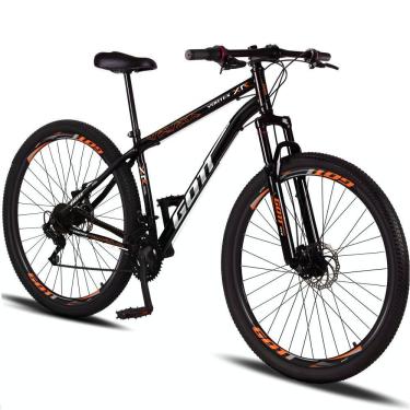 Imagem de Bicicleta Aro 29 Aço Carbono Gott Vortex 21v Com Suspensão e Freio a Disco - Preto e Laranja