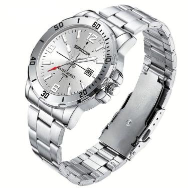 Imagem de Relógio De Aço Inoxidável Impermeável Sanda 3265 à Prova D`água Prateado