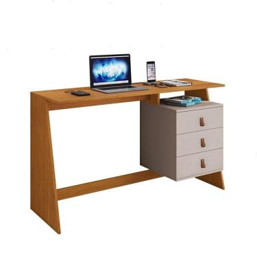 Imagem de Mesa Escrivaninha Gaby Com 3 Gavetas Jcm Cinamono Off White