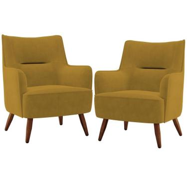 Imagem de Kit 02 Poltronas Isabella D02 Veludo Mostarda C-260