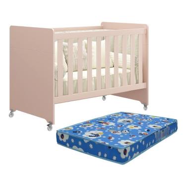 Imagem de Berço Evolution 4 Em 1 Rosa Fosco Com Colchão Baby Physical - Reller Móveis Rosa Fosco