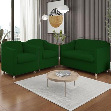 Imagem de Kit 02 Poltronas Reforçada Clinica + Namoradeira Suede Tilla Cor:verde