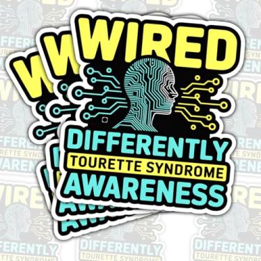 Imagem de Adesivo de conscientização sobre a síndrome de Tourette (3 peças) – Decalque de vinil de neurodiversidade diferente com fio à prova d'água para laptop, carro, garrafa de água, presente de apoio à