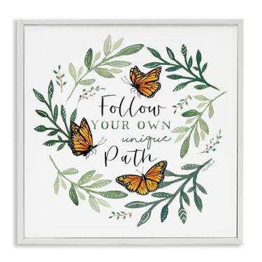 Imagem de Stupell Industries Follow Unique Path Butterflies White Framed Giclee Art, design por Elizabeth Tyndall, 12 x 12