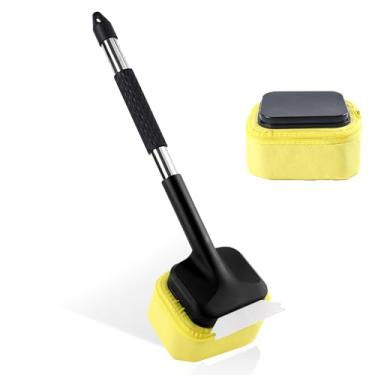 Imagem de Escova de grelha sem cerdas com raspador, cabo resistente ao calor de 50 cm e almofada de limpeza a vapor substituível, segura para ferro fundido, porcelana, grades de aço inoxidável – Acessórios de