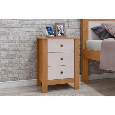 Imagem de Mesa Cabeceira Infantil Maggiore Com 3 Gavetas Amendoa Off White Lopas