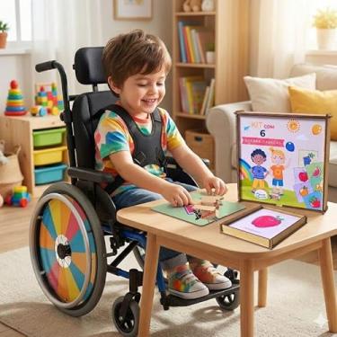 Imagem de Brinquedo Pedagógico Em Madeira Estojo Kit 6 Quebra Cabeças Infantil Com 4 Peças Cada (Estojo Frutas)