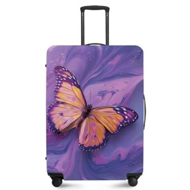 Imagem de ANNA QUEEN Capa protetora de mala de viagem antiarranhões, capa de bolsa extensível, lavável e durável de poliéster, Borboleta psicodélica 2, L(fits 28-30Inch suitcase)