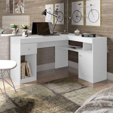 Imagem de Escrivaninha Mesa Computador De Canto Office 137cm Suzan C01 - D`rossi Cor Branco