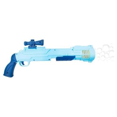 Imagem de Lançador de Bolhas de Sabão Infantil, Azul, com Mira Telescópica, Formato de Rifle, Brinquedo para Atividades ao Ar Livre