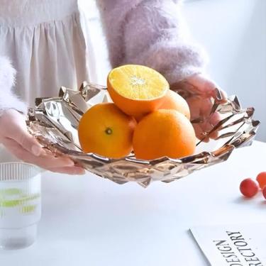 Imagem de Centro de Mesa Vidro Geométrico Tipo Cristal 30cm Fruteira Decorativa 