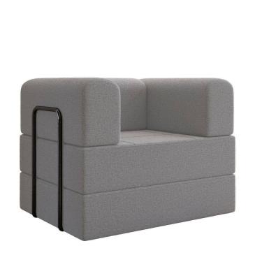 Imagem de Poltrona Decorativa Joana Modular Sala Linho Para Sala linho Cinza