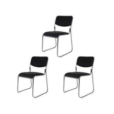 Imagem de Conjunto 3 Cadeiras De Escritório Interlocutor Fixa Eventos Auditórios Dubai Dakkar Preto