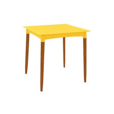 Imagem de Mesa Tramontina Laura Rattan 70 cm Polipropileno Amarelo Pernas Madeira