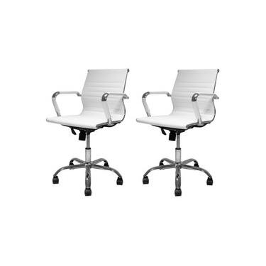 Imagem de Kit 2 Cadeiras De Escritório Diretor Charles Eames Eiffel Brancas