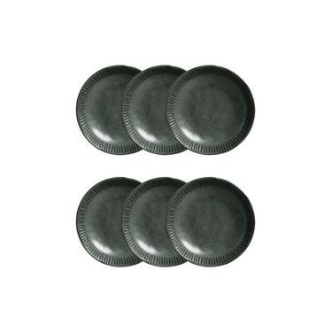 Imagem de Conjunto de Pratos Fundos Porto Brasil Linhas Greenery Verde 830ml - 6 Peças