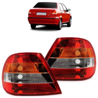 Imagem de Lanterna Traseira Siena 2001 A 2006 Tricolor Carcaça Preta - Automotiv