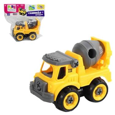 Imagem de Carrinhos de Construção Betoneira Caçamba Escavadeira Brinquedo Montessori Monta Desmonta Educativo (Betoneira)