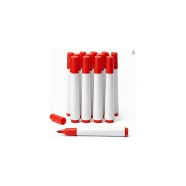 Imagem de Marcador para Quadro Branco, Vermelho, Ponta Resistente, Secagem Rápida, 13,5 cm, Kit com 12 Unidades