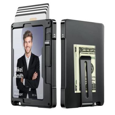 Imagem de Carteira umoven minimalista para homens com bloqueio RFID de alumínio