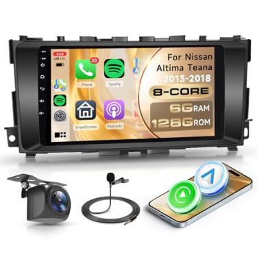 Imagem de Rádio automotivo Android de 8 núcleos 6 + 128 G para Nissan Altima Teana 2013-2018 com carplay sem fio Android Auto Car Stereo, unidade de cabeça de tela sensível ao toque de 23 cm, link espelhado,