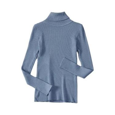 Imagem de Suéter Feminino De Cashmere Com Gola Alta, Básico, Sólido, Casual Para