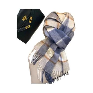 Imagem de Cachecol De Lã Vintage Estilo Preppy Para Mulheres, Pashmina De Outono