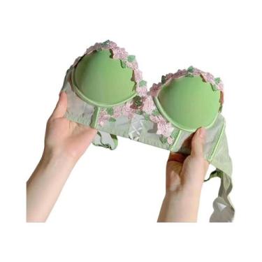 Imagem de Conjunto De Sutiã E Calcinha Vintage Bordado Floral Creme Para Mulhere