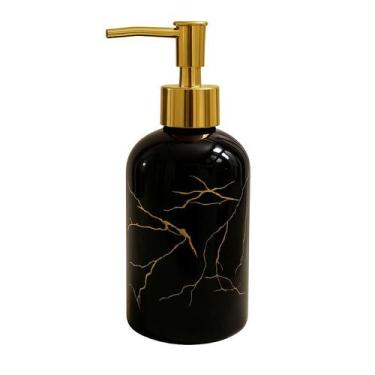 Imagem de Porta Sabonete Líquido Banheiro Dispenser Preto Marmorizado - MM