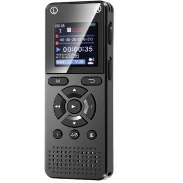 Imagem de Gravador de Voz de 64 GB com Reprodução, Mini Gravador de Voz com Leitor MP4 Integrado, Redução de Ruído de 7 Níveis e Proteção por Senha, Gravador Ativado por Voz para Palestras, Reuniões