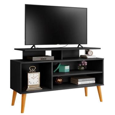 Imagem de Rack Bancada para Tv de até 42" 2 Prateleiras Lynne Preto/Canela - Car