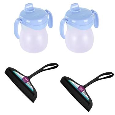 Imagem de Kit 2 Rodo de pia Preto e 2 Garrafa Plástica Infantil Azul 310ml