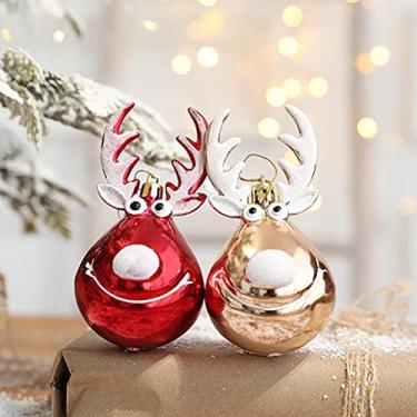 Imagem de ZJchao Enfeites de Bolas de Natal Com Design de Alces, Decorações Suspensas, Adereços de Festas Festivas para Decorações de árvores de Natal, Plástico Dourado Vermelho 8 Cm 11 Cm (1)