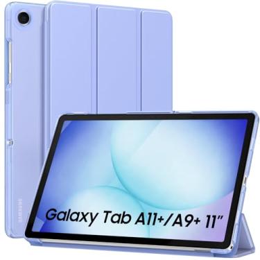 Imagem de MoKo Capa para Galaxy Tab A11+ Plus/A9+ 28 cm 2025/2023, capa protetora inteligente de suporte fino com capa traseira translúcida de policarbonato rígido para tablet Galaxy Tab A11+/A9 Plus, despertar