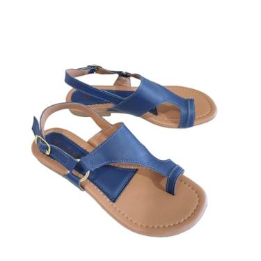 Imagem de Sandalia Rasteira Feminina de Dedo (Azul Marinho, BR, Adulto, Numérico, M, 38)