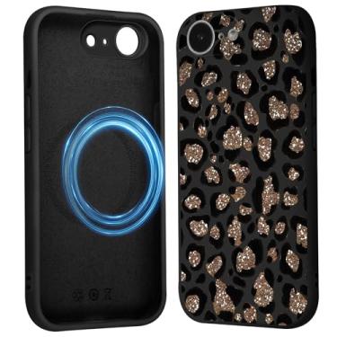 Imagem de FBHGLOA Capa de telefone para iPhone 16e de 6,1 polegadas retrô moderna guepardo, compatível com MagSafe, capa magnética estética com estampa de glitter leopardo capa protetora de TPU macio de