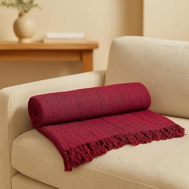 Imagem de Manta para Sofá King Luxo Decorativa Algodão - Cobertor de Sofá Elegante para Sala e Quarto (UGA 2,40x1,80m VERMELHA MESCL)