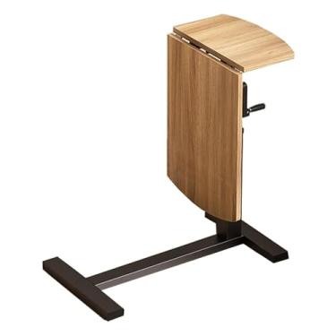 Imagem de Mesa ajustável sobre a cama com rodas, mesa de cabeceira dobrável para computador com ajuste de altura da manivela, mesa dobrável oculta universal alcance de elevação de rodas 64-93,2 cm 80 * 40 cm B