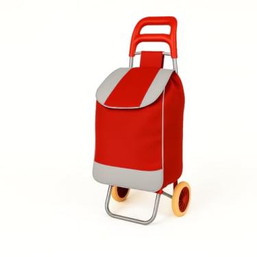 Imagem de Carrinho de Feira e Compras Reforçado – Dobrável com Bolsa Grande Impermeável e Rodas(VERMELHO)