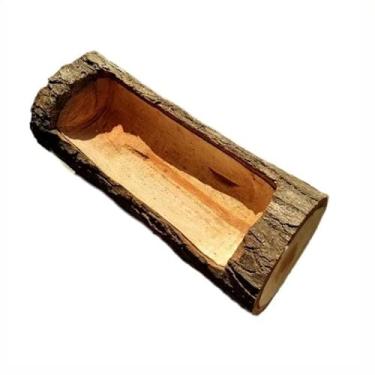 Imagem de Vaso de Planta Rústico Madeira Natural de Tronco de Árvore Espaço Amplo para Varanda e Interior Ideal para Amantes de Jardinagem(sem alça 20 cm)