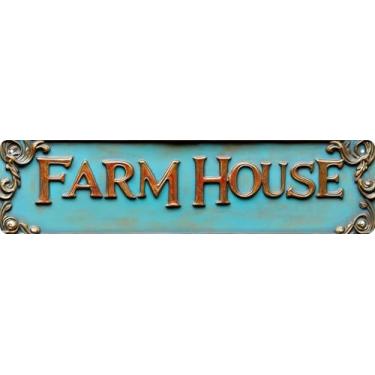 Imagem de Placa de bar presentes vintage metal decoração de parede placa "FARM HOUSE" placa de rua engraçado homem caverna decoração acessórios para casa, bar, banheiro, quarto, placas de lata retrô exclusivas