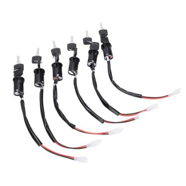 Imagem de SUNGOOYUE Fechadura do Interruptor de Ignição, 6 Peças de Chave de Cobre Sólido de 2 Fios para Motocicleta de Scooter Elétrica, Substituição de Cilindro à Prova de Intempéries à Prova de Fogo Com 12