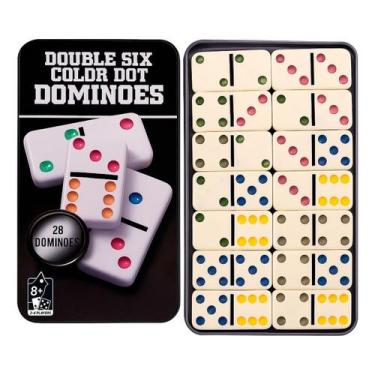 Imagem de Dominó Clássico Colorido 28 Peças Resistente para Lazer e Diversão - L