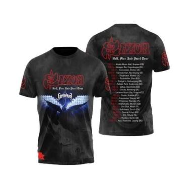 Imagem de Camiseta Unissex Oversized Hip Hop Com Estampa 3D Da Banda Rock Saxon,