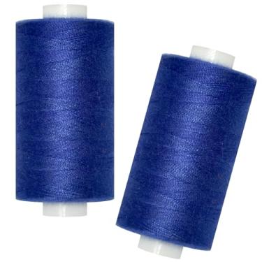 Imagem de Linha de costura multiuso - 2 carretéis de linha de costura manual de poliéster para máquina de costura para costura manual e à máquina (azul royal, 2 carretéis)