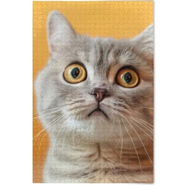 Imagem de Quebra-cabeça de gato engraçado gatinho fofo personalizado 1000 peças para adultos cenário animal arte decoração arte prima quebra-cabeça engraçado jogo tecnologia presentes, 75 cm x 50 cm