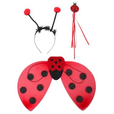 Imagem de TOVINANNA 1 Set Ladybug Costume, Red Ladybug Wings With Fairy Wand And Antenna Headband - Insect Wings Fairy Costume for Toddler Girls Dress Up Parties Halloween Cosplay And Carnival Props