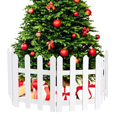 Imagem de RUODON Pacote com 8 Cercas de Árvore de Natal, Cercas de Madeira Brancas, Decoração de Árvore para Decoração de Festa de Casamento, 40 x 30 cm