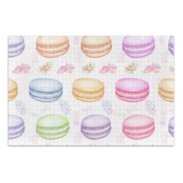 Imagem de Quebra-cabeça Macarons aquarela para adultos 1000 peças paisagem floral personalizado divertido quebra-cabeça rígido presentes para jogo de elefante branco, 75 x 40 centímetros