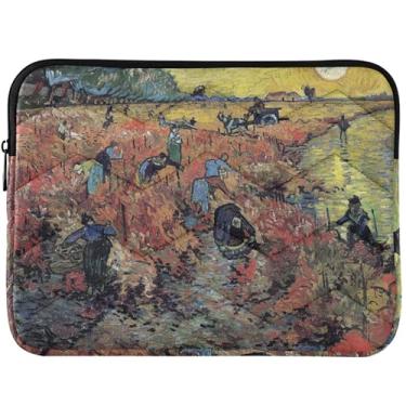 Imagem de Capa acolchoada para laptop Vincent Vangogh Red Vineyard personalizada para MacBook Pro 13 polegadas, capa para notebook universal, 13-14 polegadas